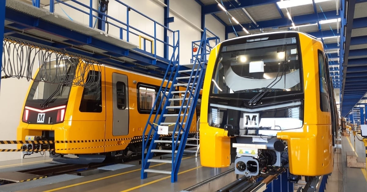 Image shows new Metro trains parked in the Nexus transport hub